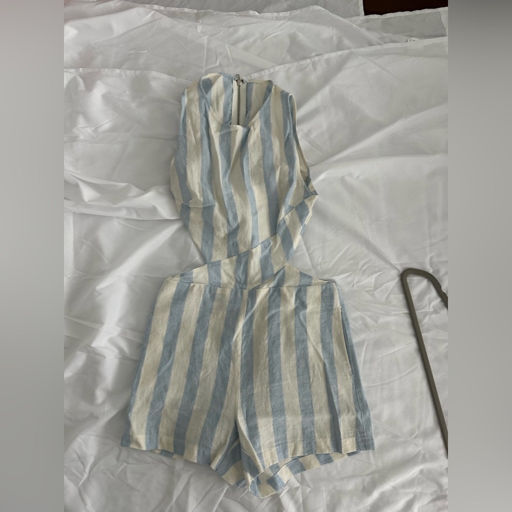 Olivaceous Light Blue & Cream Striped Garment